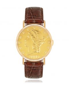 Favre-Leuba Vintage 20 Dollar Coin Watch Yellow Gold 